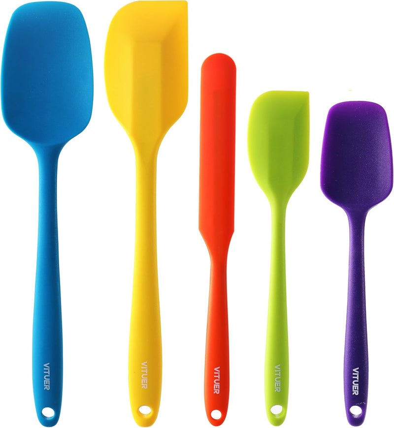 VITUER 5PCS Silicone Rubber Spatula Set, Food Grade BPA-Free Spatulas for kitchen Use, Heat Resistant Spatula for Cooking & Baking, Dishwasher Safe - Image 1